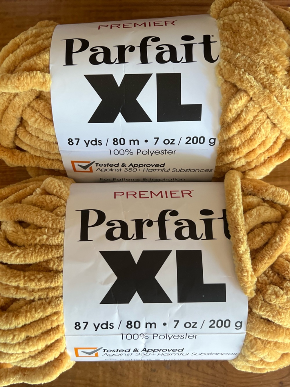 Premier parfait XL yarn goldenrod color 2 skeins